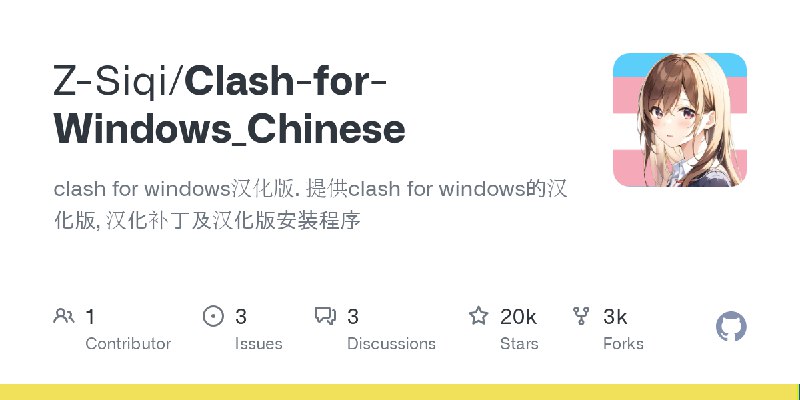 GitHub - Z-Siqi/Clash-for-Windows_Chinese: clash for windows汉化版. 提供clash for windows的汉化版, 汉化补丁及汉化版安装程序