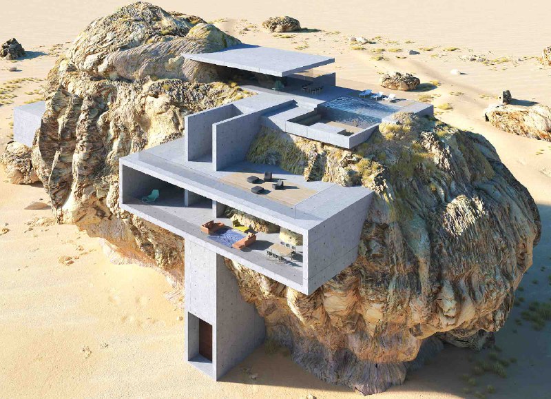 House inside a rock designed by Amey Kandalgaonkar